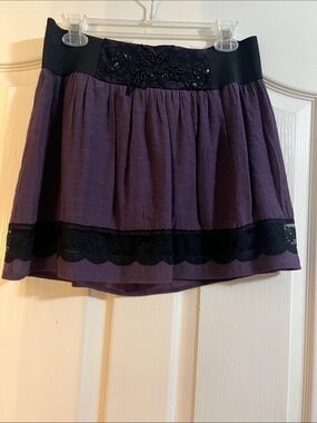 Mossimo Supply Co. Purple Mini Skirt with Black Lace Accents